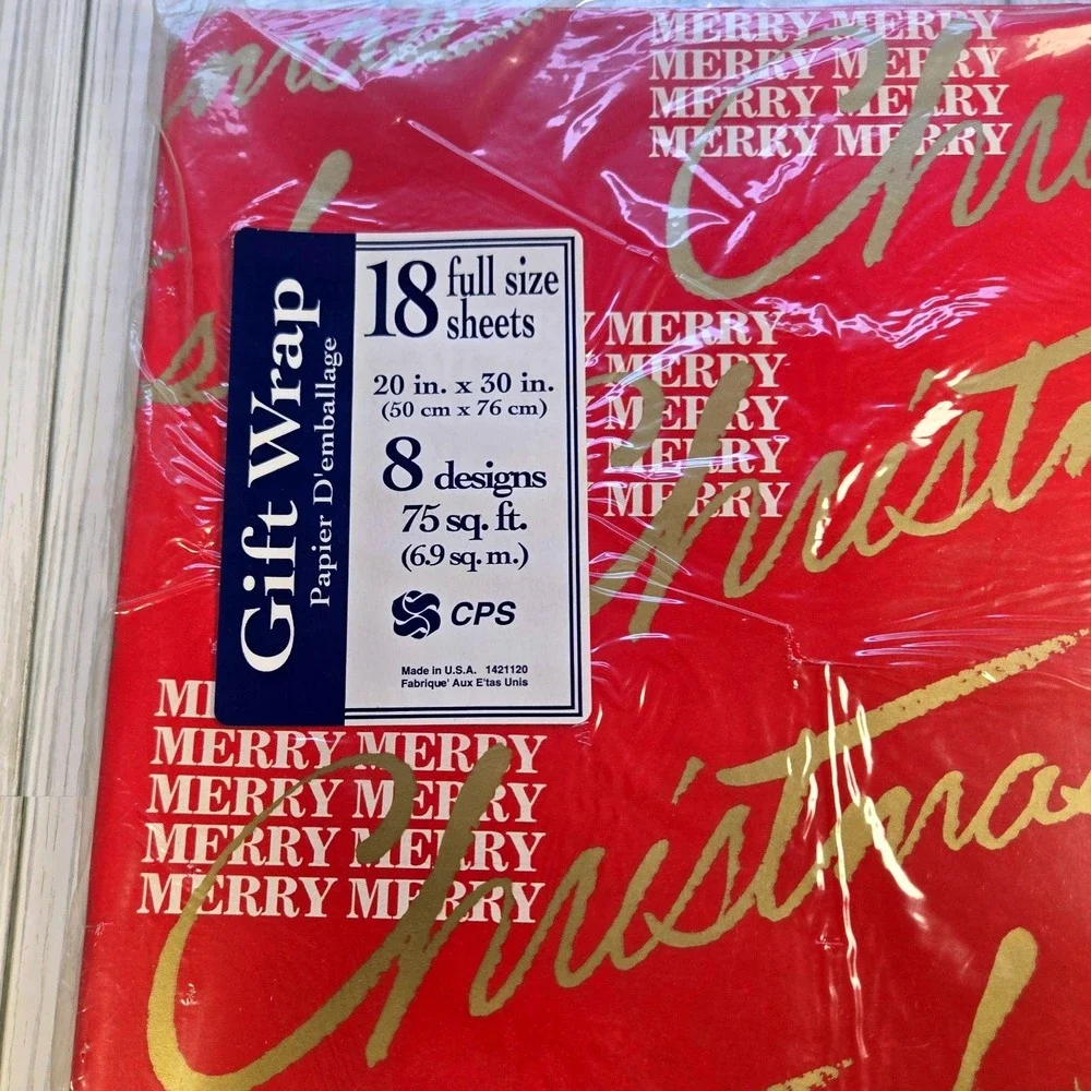 Vtg CPS Lot Christmas Gift‎ Wrap Sheets - 18 Full Sheets In  Each - 8 Designs